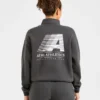 Retro Athletics Oversized-Pullover mit 1/4-Reißverschluss