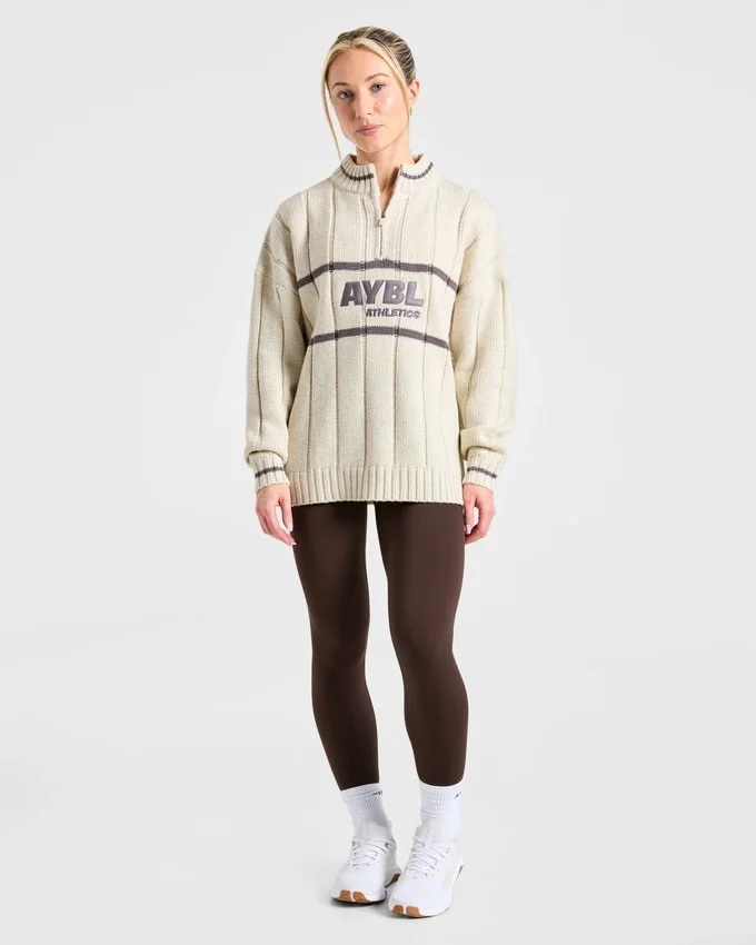 Athletics Oversized-Strickpullover mit 1/4-Reißverschluss