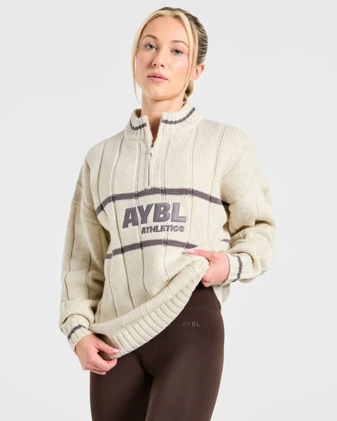 Athletics Oversized-Strickpullover mit 1/4-Reißverschluss