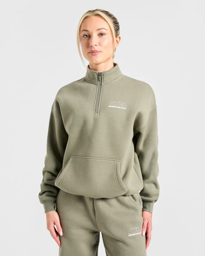 Athletics Track Oversized-Pullover mit 1/4-Reißverschluss
