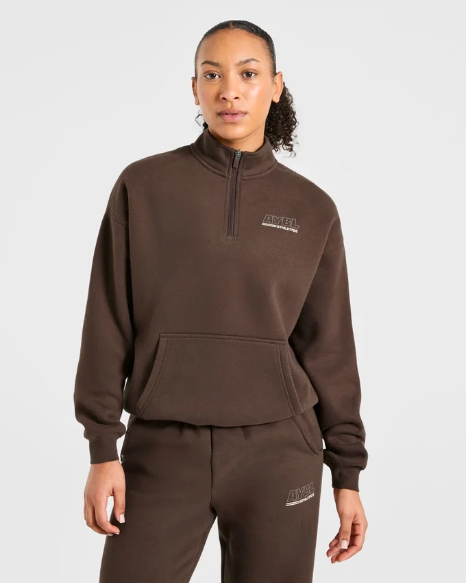 Athletics Track Oversized-Pullover mit 1/4-Reißverschluss