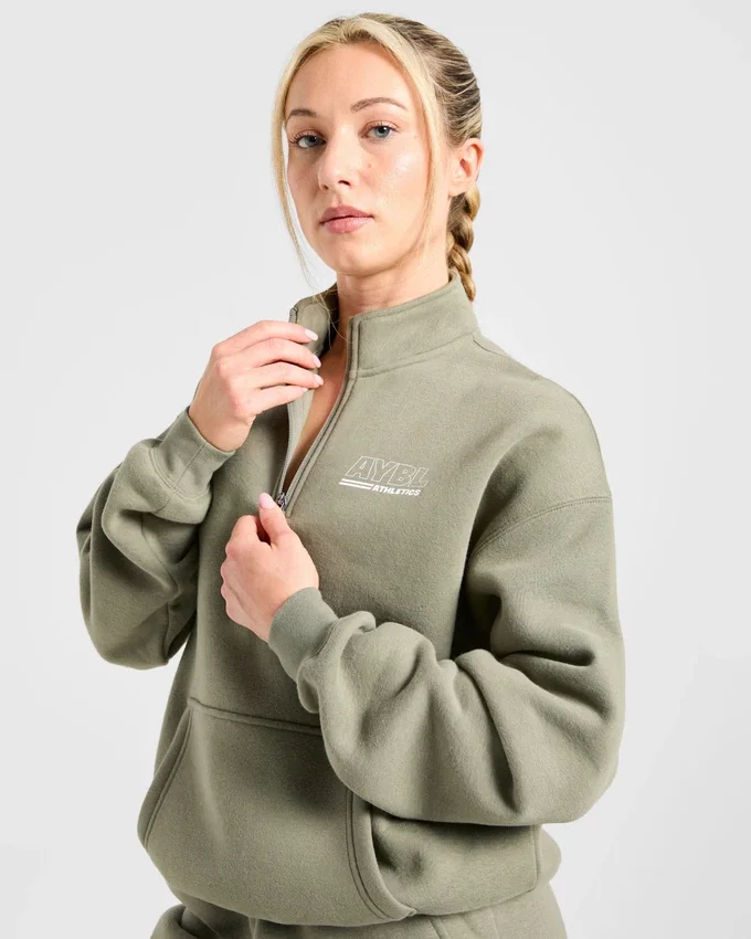 Athletics Track Oversized-Pullover mit 1/4-Reißverschluss