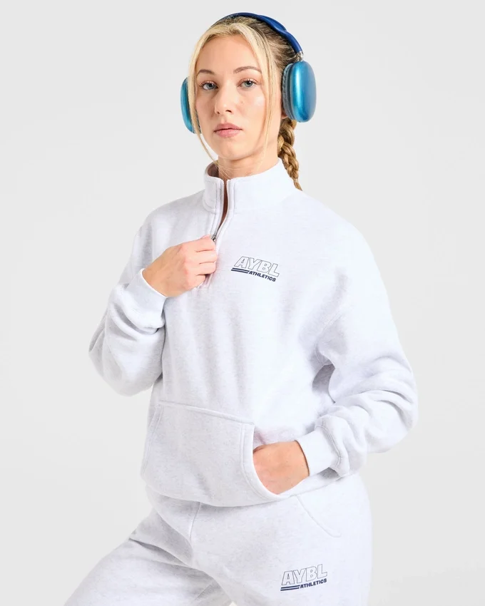 Athletics Track Oversized-Pullover mit 1/4-Reißverschluss