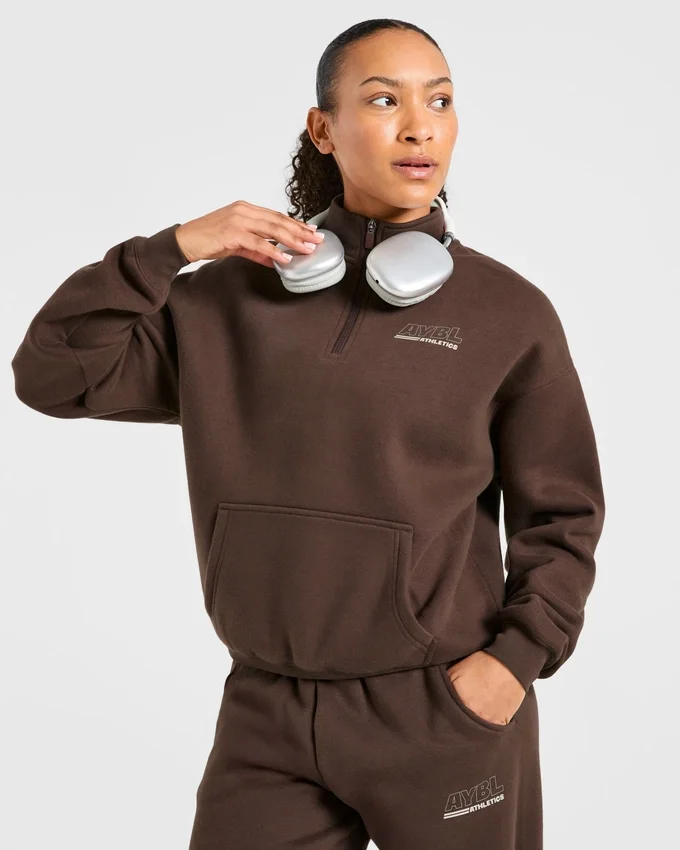 Athletics Track Oversized-Pullover mit 1/4-Reißverschluss