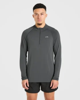 Attain nahtloser Pullover mit halbem Reißverschluss