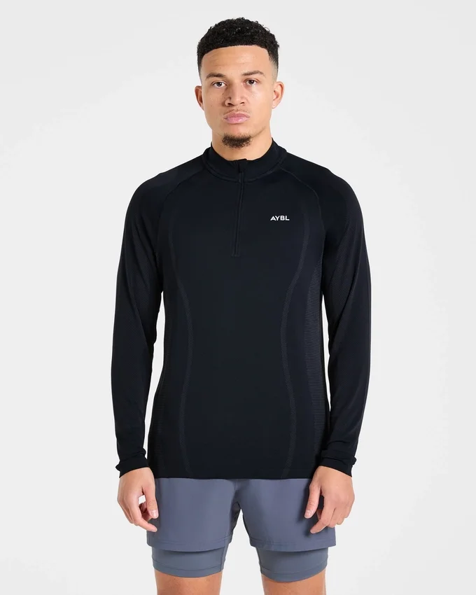 Attain nahtloser Pullover mit halbem Reißverschluss