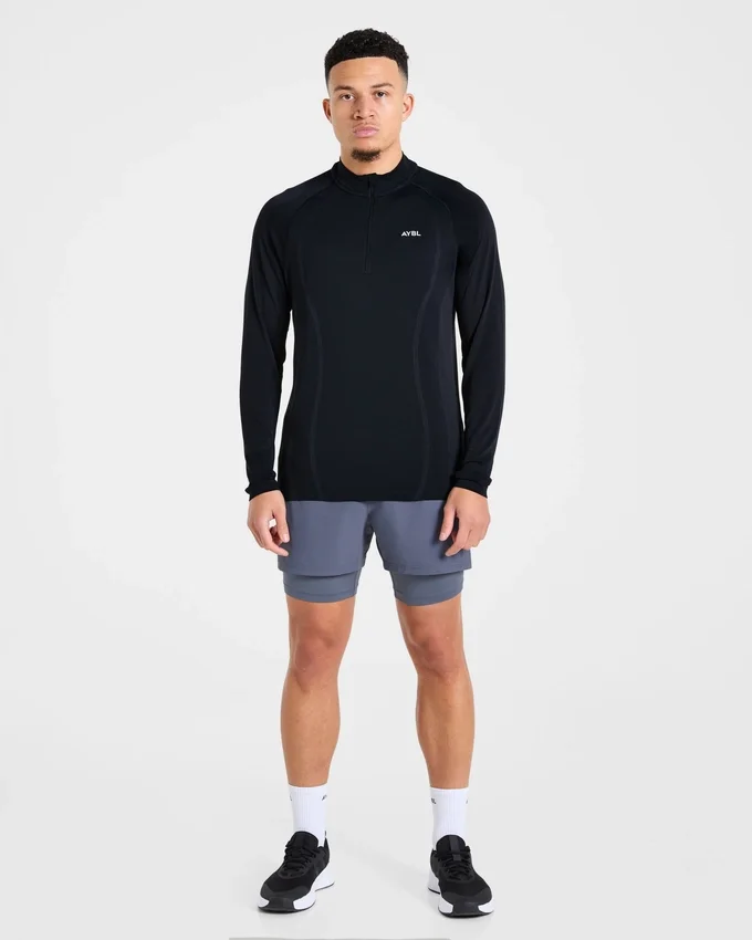 Attain nahtloser Pullover mit halbem Reißverschluss