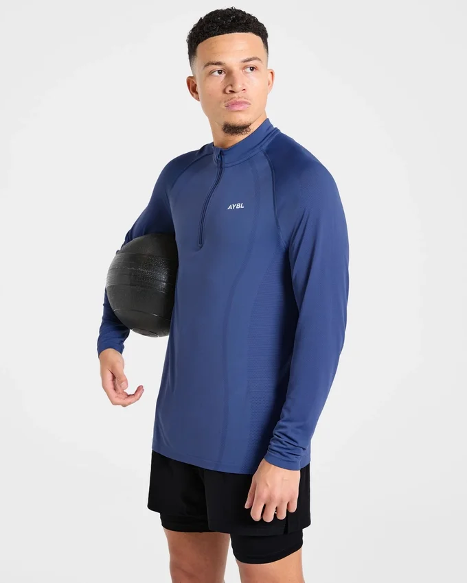 Attain nahtloser Pullover mit halbem Reißverschluss