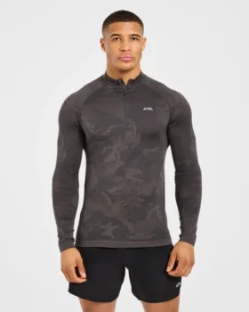 Camo Seamless Pullover mit 1/4-Reißverschluss im Camo-Muster