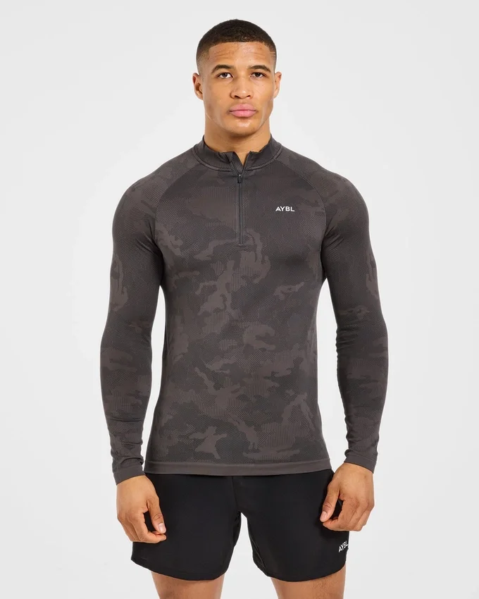 Camo Seamless Pullover mit 1/4-Reißverschluss im Camo-Muster