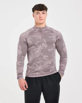 Camo Seamless Pullover mit 1/4-Reißverschluss im Camo-Muster