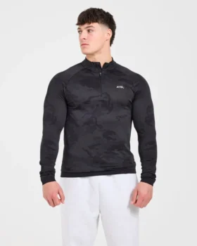 Camo Seamless Pullover mit 1/4-Reißverschluss im Camo-Muster