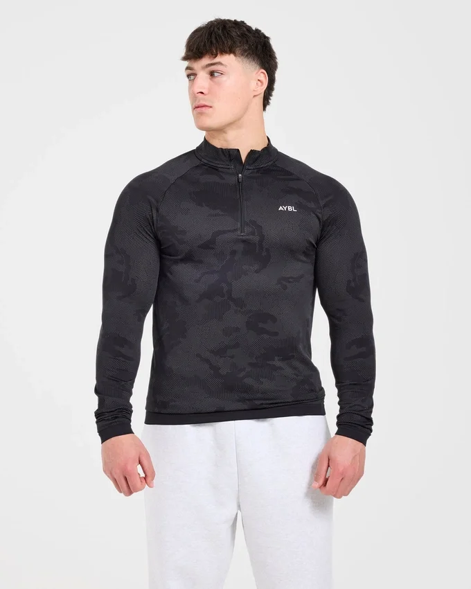 Camo Seamless Pullover mit 1/4-Reißverschluss im Camo-Muster