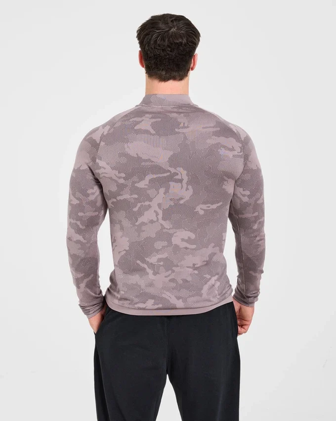 Camo Seamless Pullover mit 1/4-Reißverschluss im Camo-Muster