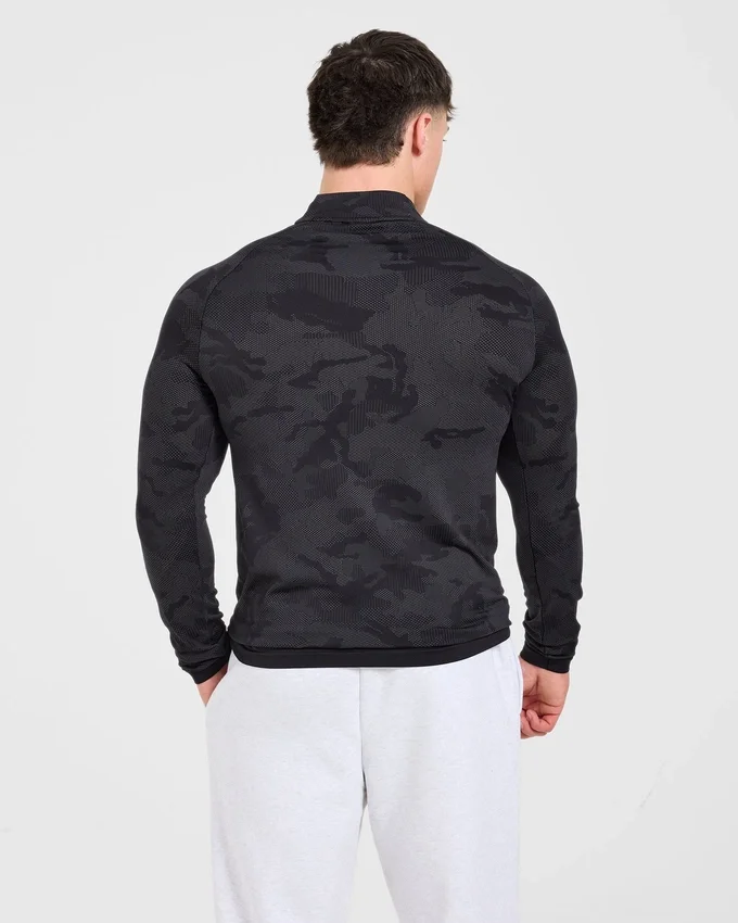 Camo Seamless Pullover mit 1/4-Reißverschluss im Camo-Muster