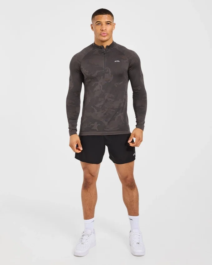 Camo Seamless Pullover mit 1/4-Reißverschluss im Camo-Muster