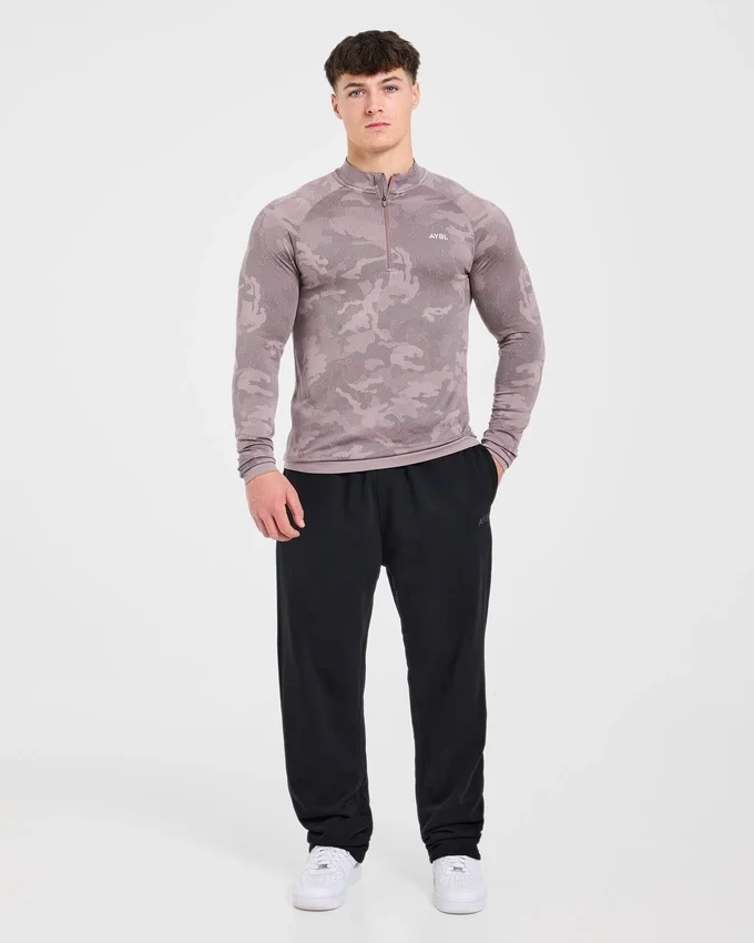 Camo Seamless Pullover mit 1/4-Reißverschluss im Camo-Muster
