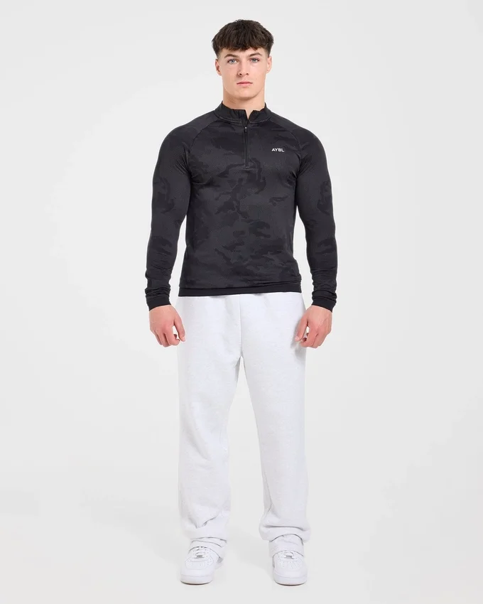 Camo Seamless Pullover mit 1/4-Reißverschluss im Camo-Muster