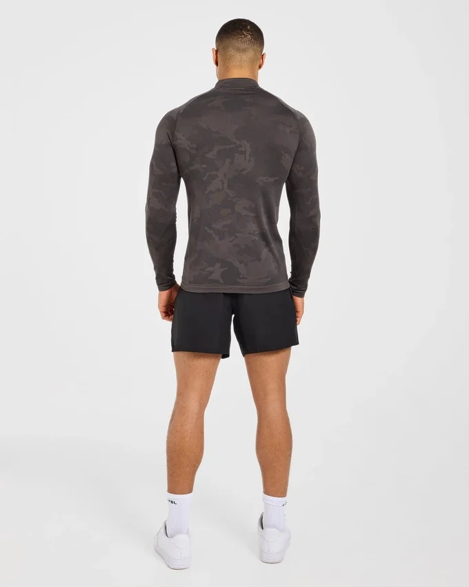 Camo Seamless Pullover mit 1/4-Reißverschluss im Camo-Muster