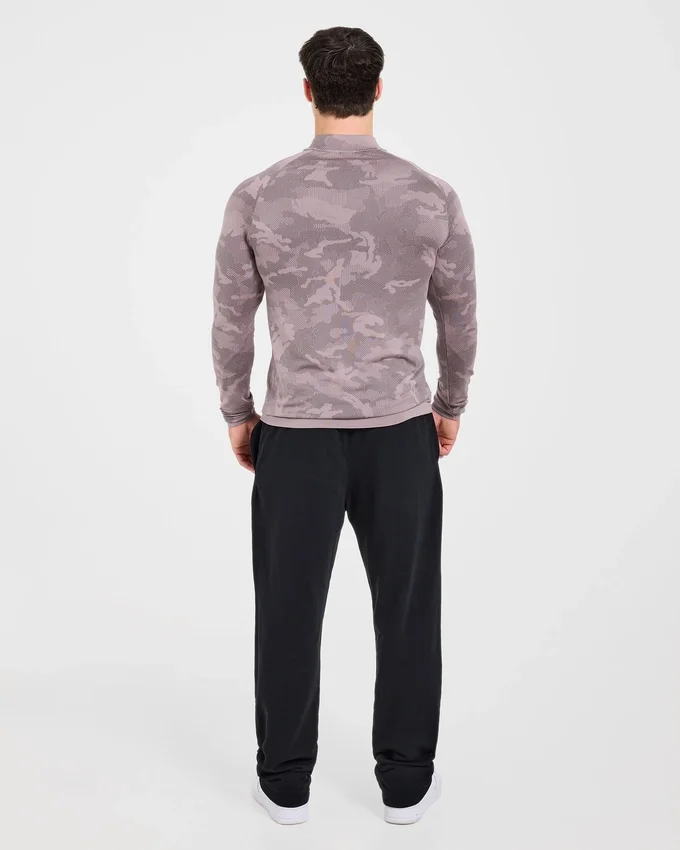 Camo Seamless Pullover mit 1/4-Reißverschluss im Camo-Muster
