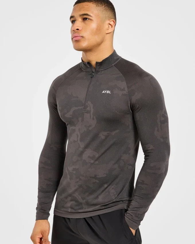 Camo Seamless Pullover mit 1/4-Reißverschluss im Camo-Muster
