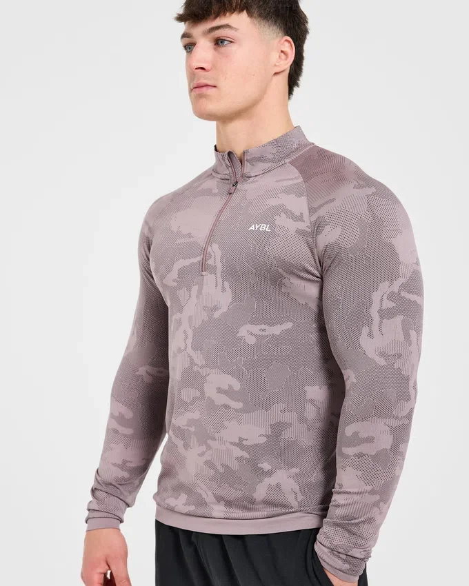 Camo Seamless Pullover mit 1/4-Reißverschluss im Camo-Muster