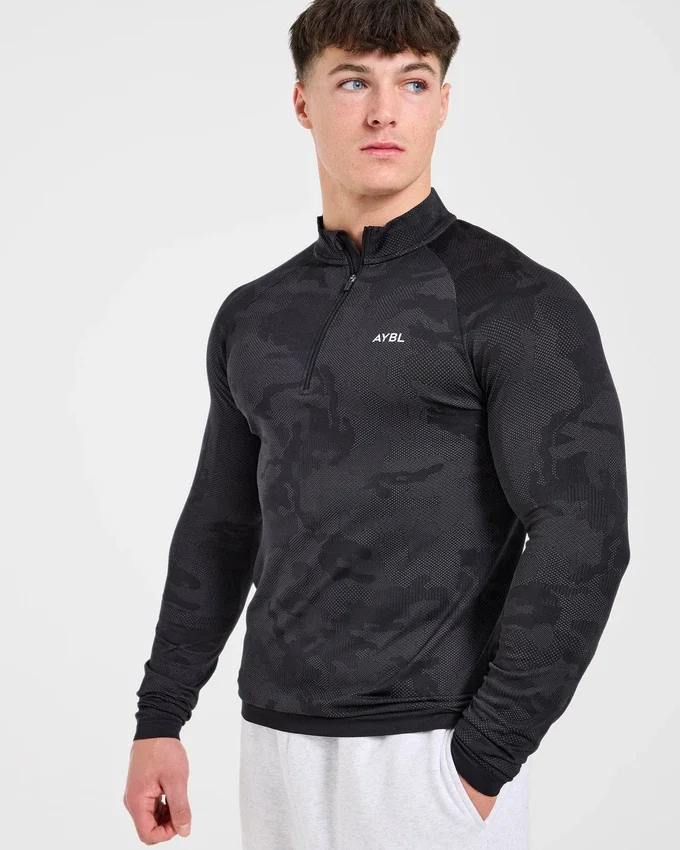 Camo Seamless Pullover mit 1/4-Reißverschluss im Camo-Muster
