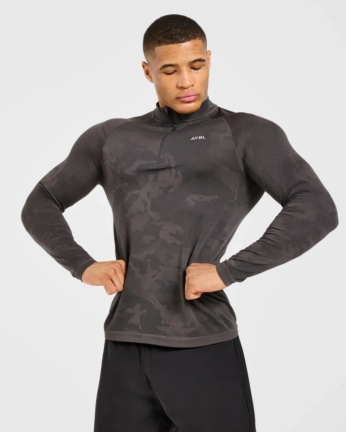 Camo Seamless Pullover mit 1/4-Reißverschluss im Camo-Muster