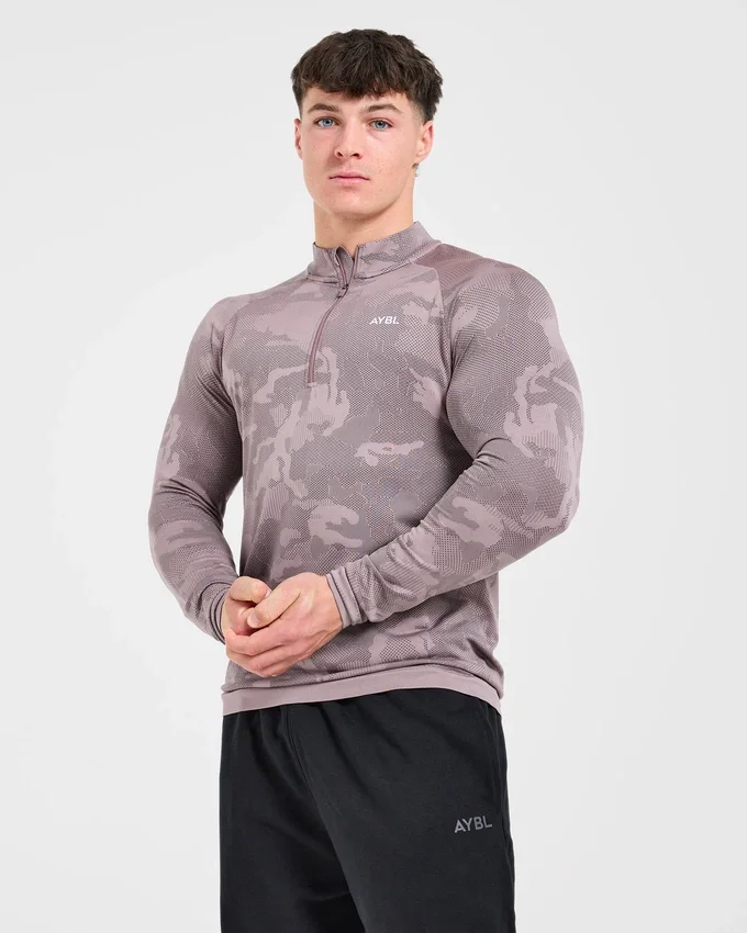 Camo Seamless Pullover mit 1/4-Reißverschluss im Camo-Muster