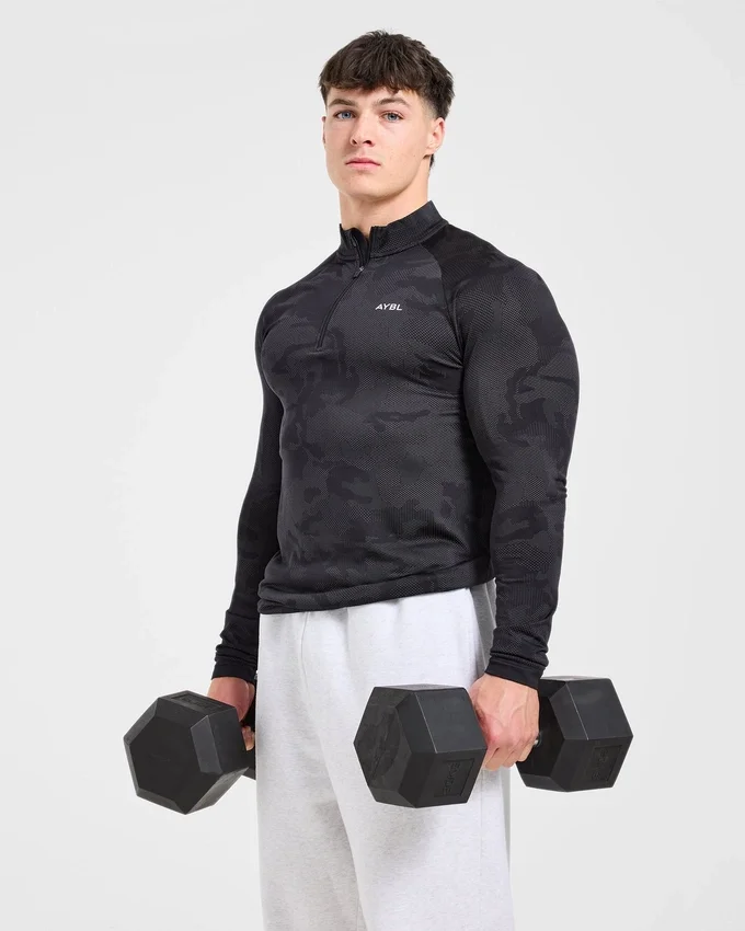 Camo Seamless Pullover mit 1/4-Reißverschluss im Camo-Muster