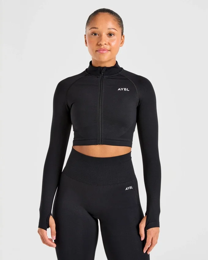 Empower nahtlose Crop-Jacke mit Reißverschluss