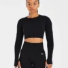 Empower nahtloses Langarm-Crop-Top