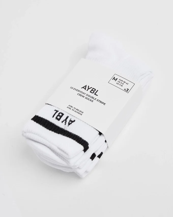 Everyday-Crew-Socken mit doppeltem Streifen (3er-Pack)