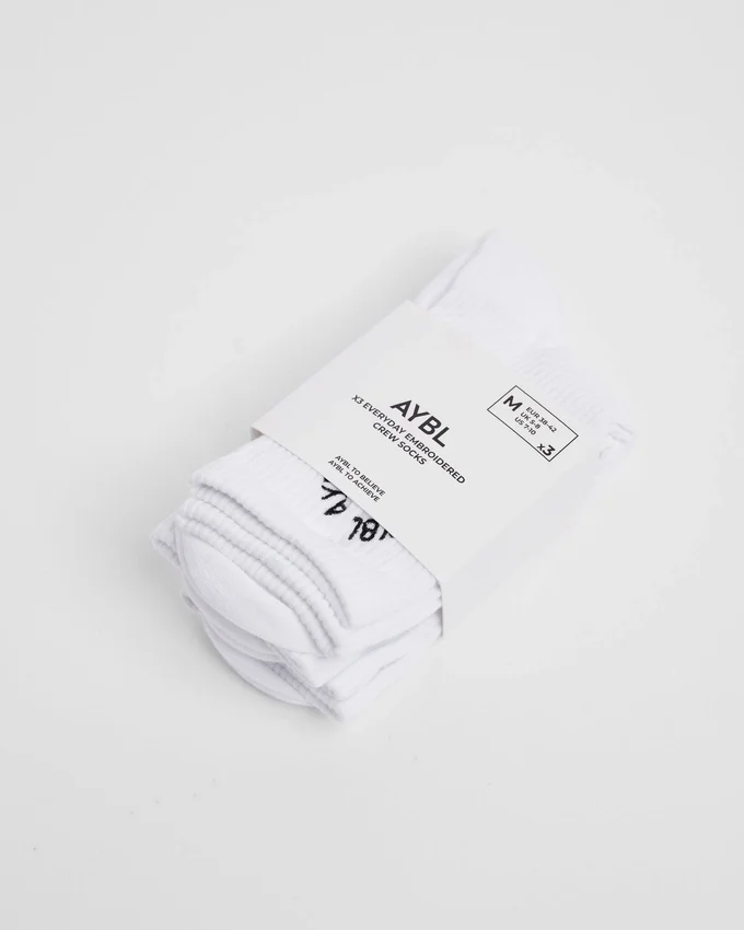 Everyday-Crew-Socken mit Stickerei (3er-Pack)