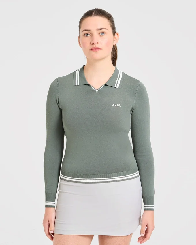 Klassisches Langarm-Polo aus Strick