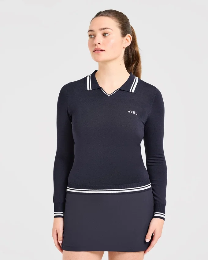 Klassisches Langarm-Polo aus Strick