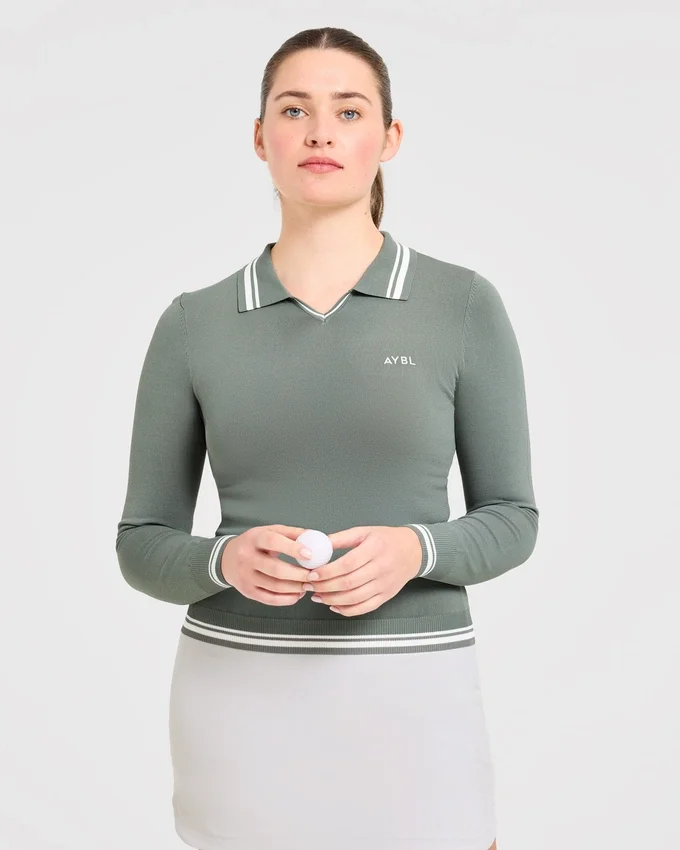 Klassisches Langarm-Polo aus Strick