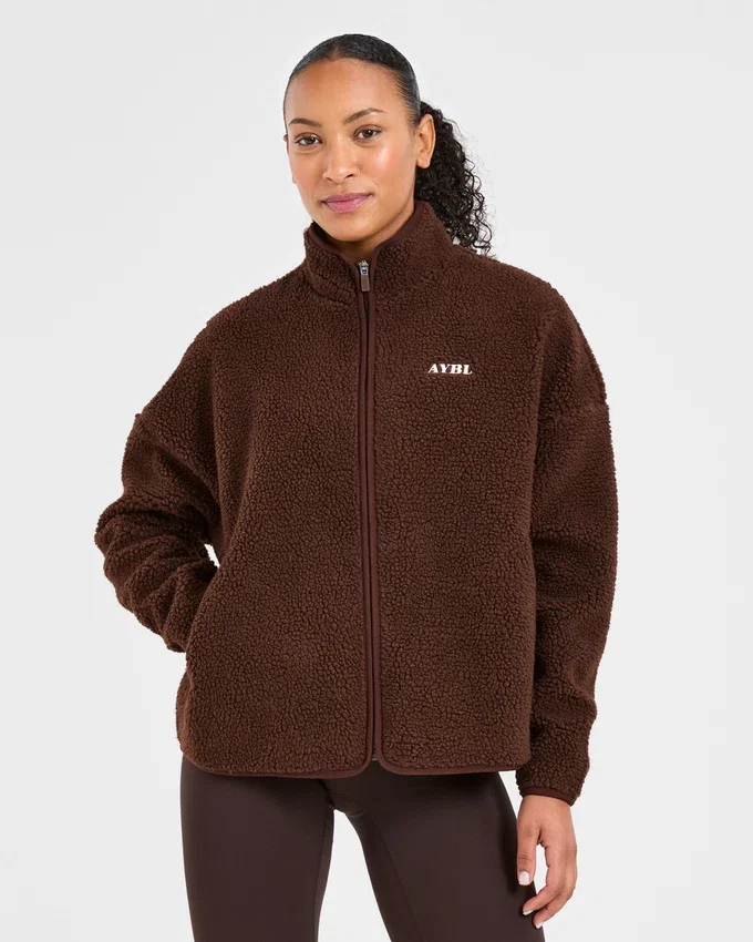 Oversized-Fleecejacke mit Reißverschluss