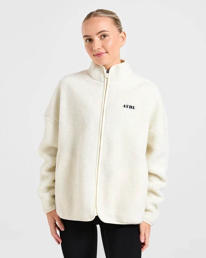Oversized-Fleecejacke mit Reißverschluss