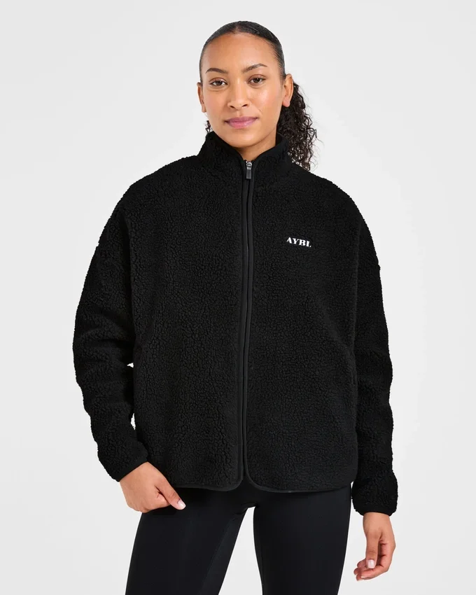 Oversized-Fleecejacke mit Reißverschluss