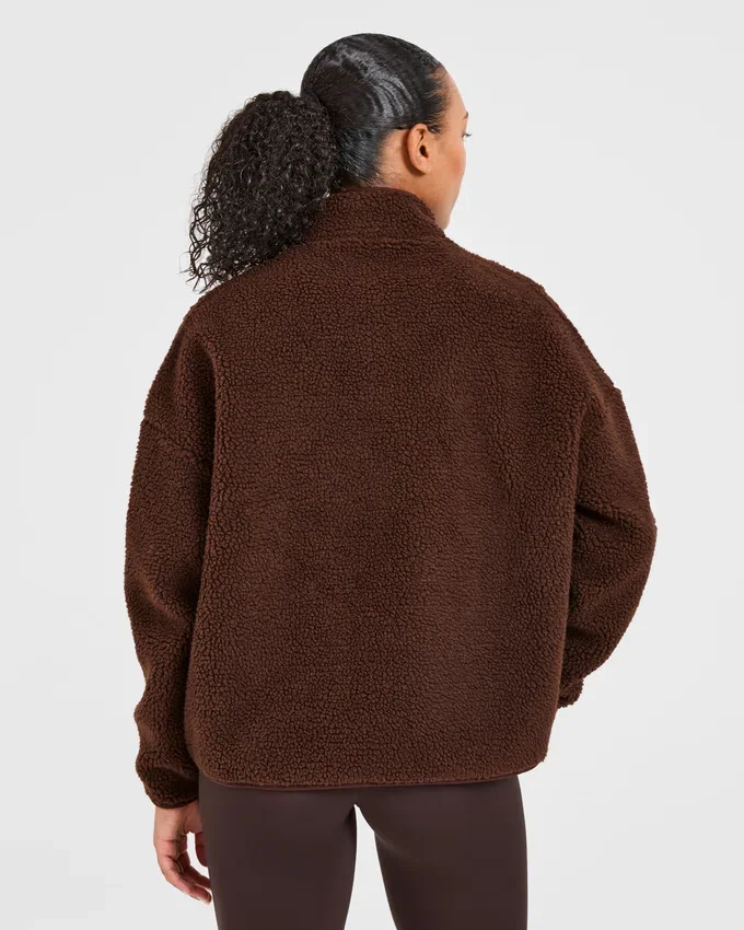 Oversized-Fleecejacke mit Reißverschluss