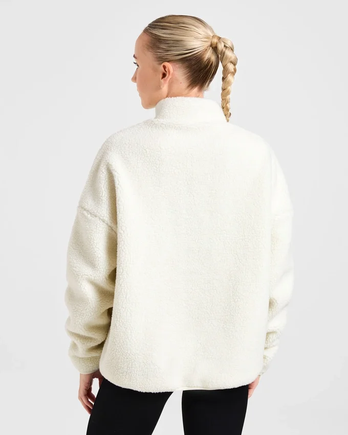 Oversized-Fleecejacke mit Reißverschluss