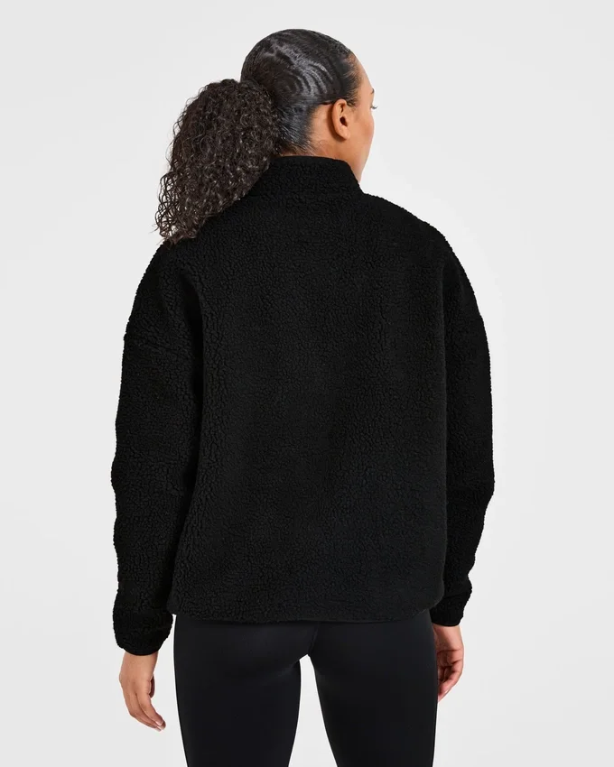 Oversized-Fleecejacke mit Reißverschluss