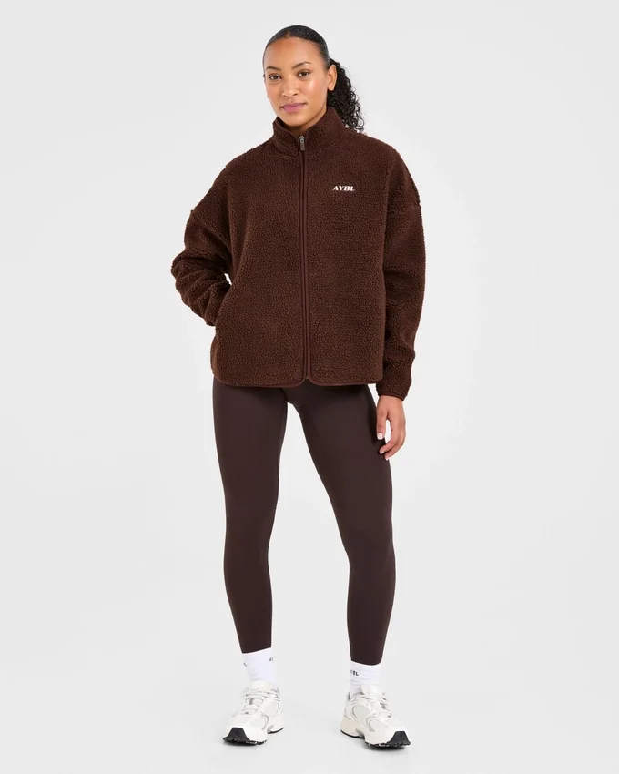 Oversized-Fleecejacke mit Reißverschluss