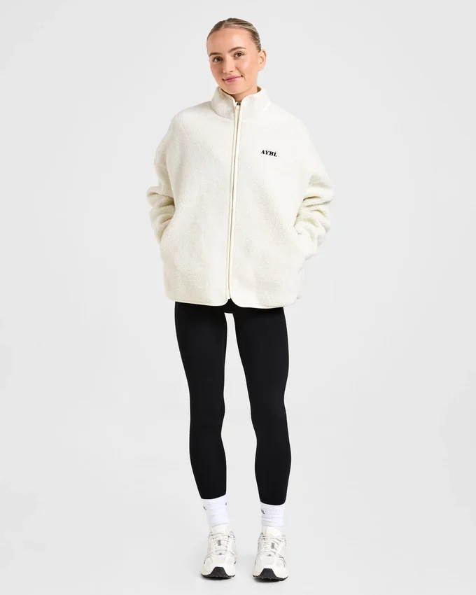 Oversized-Fleecejacke mit Reißverschluss
