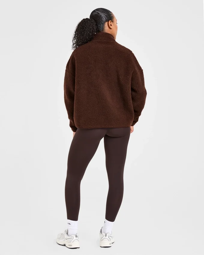 Oversized-Fleecejacke mit Reißverschluss