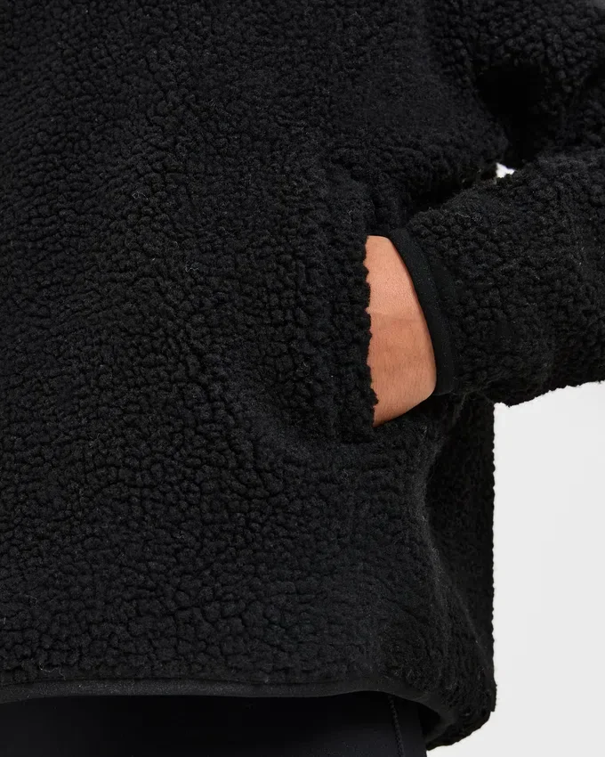 Oversized-Fleecejacke mit Reißverschluss