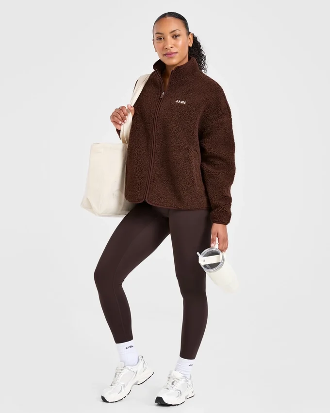 Oversized-Fleecejacke mit Reißverschluss