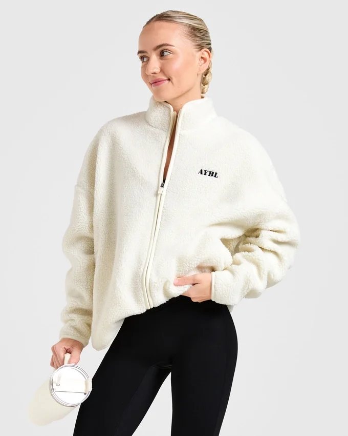Oversized-Fleecejacke mit Reißverschluss