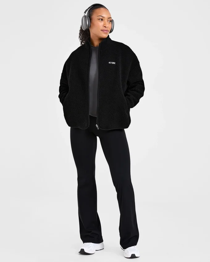 Oversized-Fleecejacke mit Reißverschluss